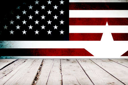 USA style background - empty wooden table for display montagesの写真素材