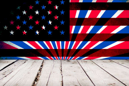 USA style background - empty wooden table for display montagesの写真素材