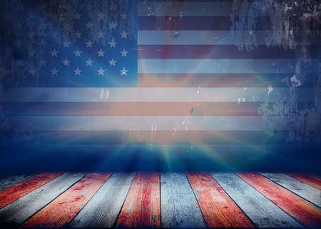 USA style background - empty wooden table for display montagesの写真素材