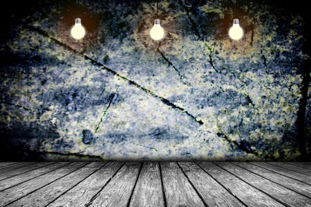 Blank white poster in dark concrete room. 3D illustrationの写真素材