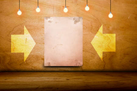 Blank poster in dark concrete room. 3D illustrationの写真素材