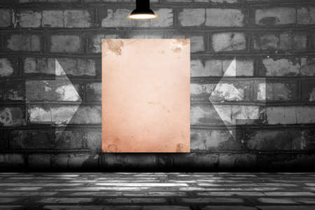 Blank poster in dark concrete room. 3D illustrationの写真素材
