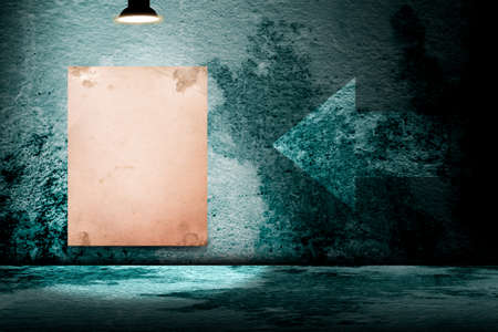 Blank poster in dark concrete room. 3D illustrationの写真素材