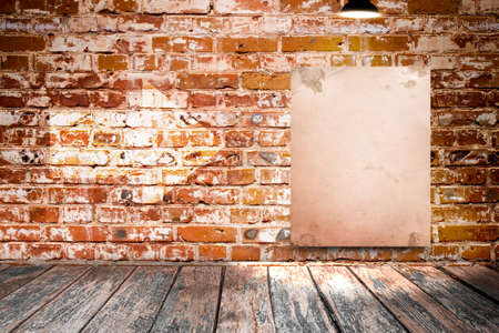 Blank poster in dark concrete room. 3D illustrationの写真素材