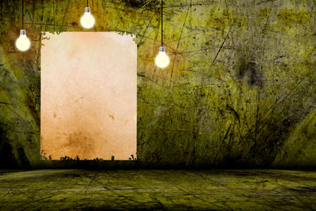 Blank poster in dark concrete room. 3D illustrationの写真素材