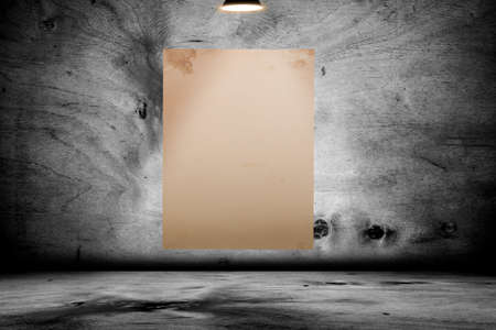 Blank poster in dark concrete room. 3D illustrationの写真素材