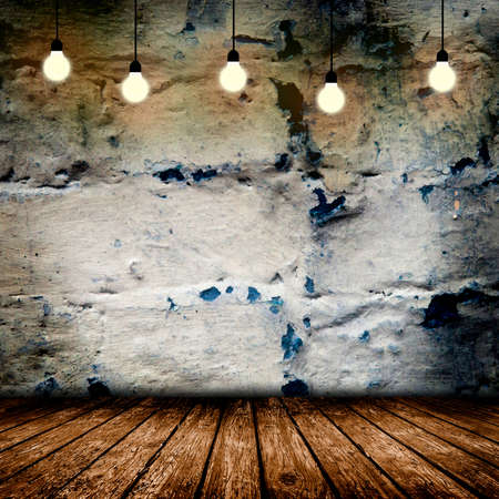 Empty room with wooden floors and a lamp. 3D illustrationの写真素材