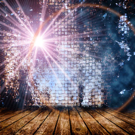 Empty room with wooden floors. Christmas decoration. 3D illustrationの写真素材