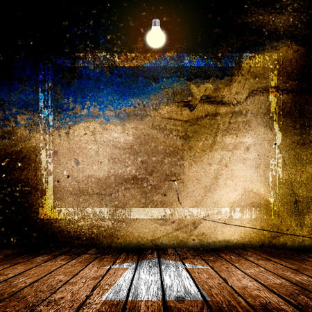 Empty room with wooden floors and a lamp. 3D illustrationの写真素材