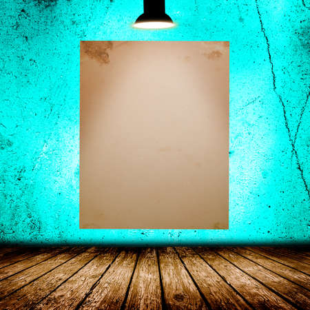 Blank poster in dark concrete room. 3D illustrationの写真素材