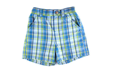 Children plaid shorts isolated on white background.の写真素材