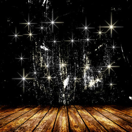 Empty room with light star and light rays. Christmas backgroundの写真素材
