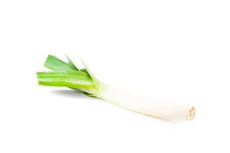 Ripe fresh leek isolated on white background. Food ingredients