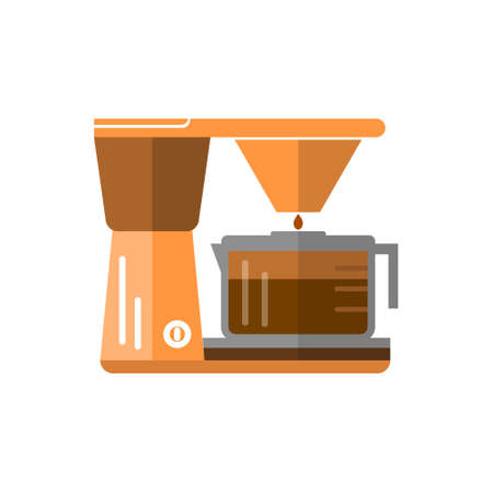 Vector coffee maker in flat style on white background.のイラスト素材