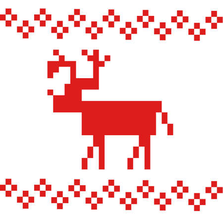 Red vector simple deer isolated on white background. Element for designのイラスト素材