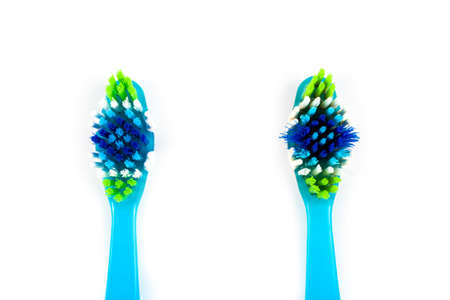 New and old tooth brush isolated on white background. Dental careの写真素材