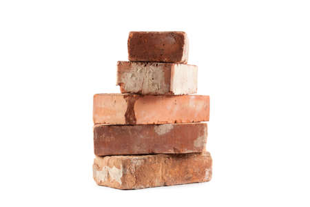 Old red brick isolated on white background. Object isolatedの写真素材