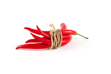 Red fresh chili isolated on white background. Food ingredientの写真素材