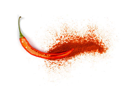 Red fresh chili isolated on white background. Food ingredientの写真素材