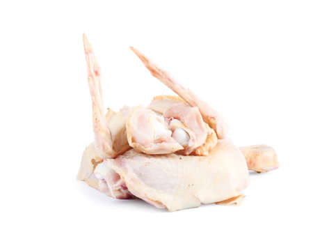 Different parts of a chicken on a white background. Food ingredientの写真素材