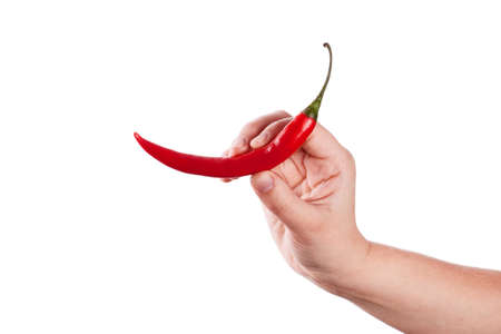 Red fresh chili isolated on white background. Food ingredient