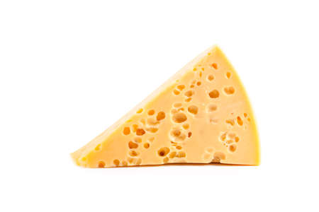 Piece of cheese isolated on white background.の写真素材