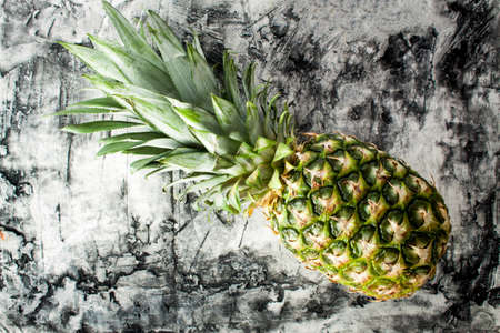 Ripe fresh pineapple on wood desk. Fruitsの写真素材