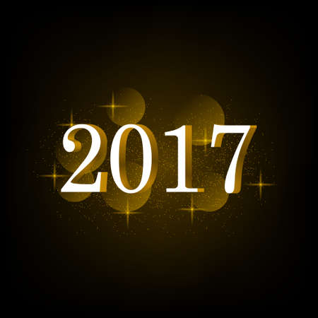 Vector inscription 2017 with lights ball. Christmas background