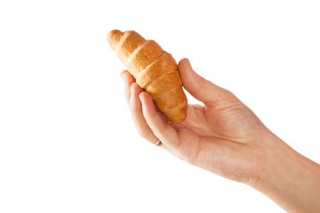Fresh croissant isolated on white background. Home baking. Sweet.の写真素材