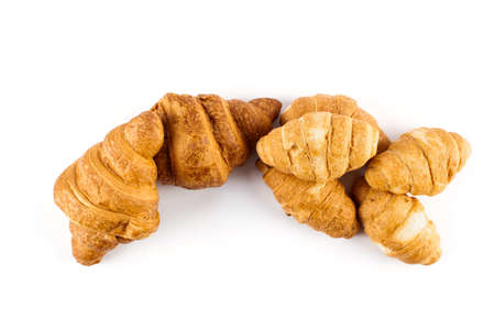 Fresh croissant isolated on white background. Home baking. Sweet.の写真素材