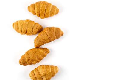 Fresh croissant isolated on white background. Home baking. Sweet.の写真素材