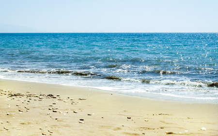 Blue sea close up. Nature background. Beachの写真素材