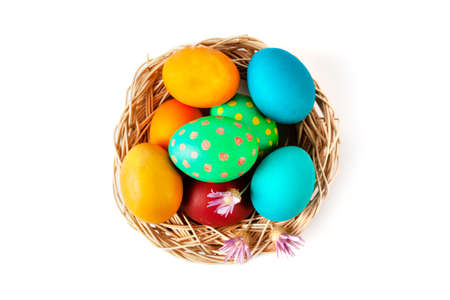 Colorful easter eggs isolated on white background
