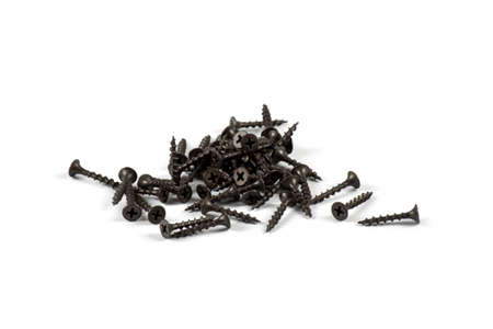 Black self-tapping screw isolated on white background