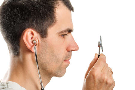 Doctor with medical staff isolated on white backgroundの写真素材