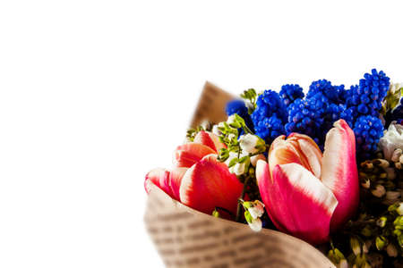 Spring bouquet of flower isolated on white backgroundの写真素材