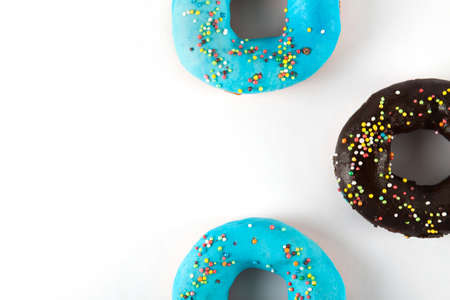 Fresh donuts isolated on white background. Food objectsの写真素材