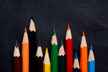 Color pencil close up on dark backgroundの写真素材
