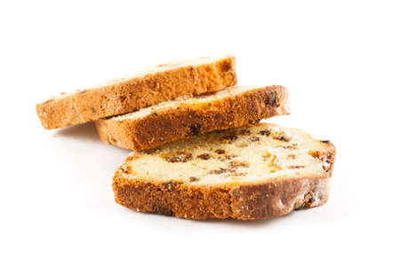 Cupcake with raisins close up isolated on white backgroundの写真素材