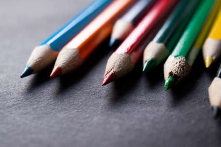 Color pencil close up on dark background