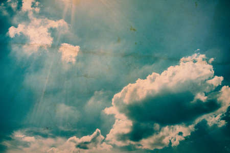 Blue sky with clouds close up. Nature backgroundの写真素材