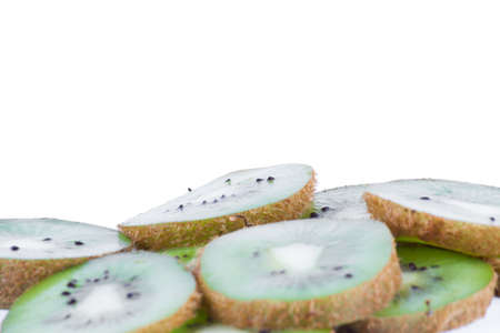 Ripe kiwi close up isolated on white background. Food ingredientsの写真素材
