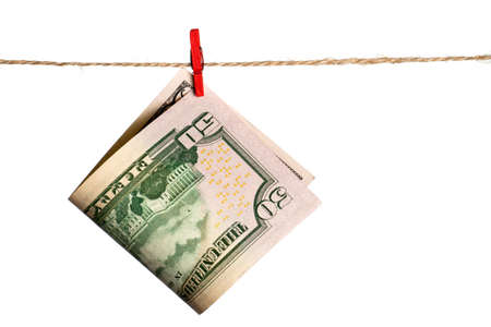 Dollar banknote on rope. Business concept. American Dollars Cash Moneyの写真素材