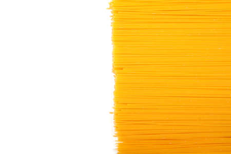 Bunch of spaghetti tied with rope isolated on white background