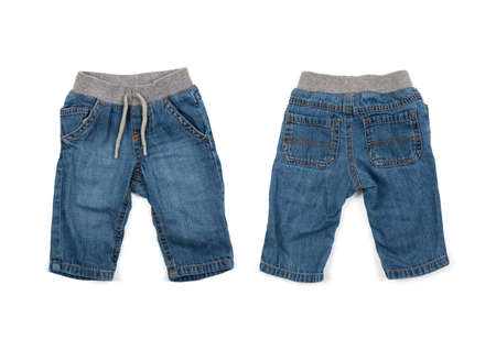 Stylish baby pants isolated on white backgroundの写真素材