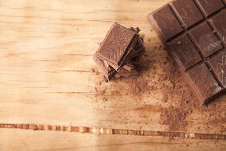 Piece of chocolate isolated on white background