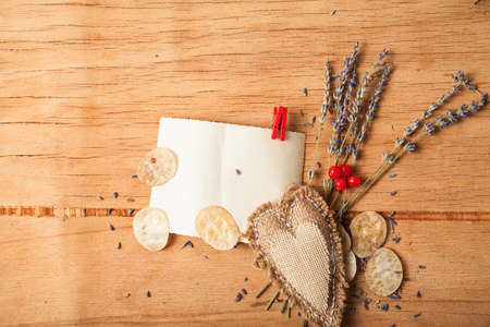 Flower lavender on wood desk.の写真素材