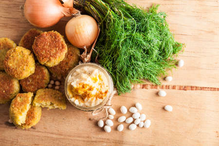 garlic hummus close up. Health food. Vegan menuの写真素材