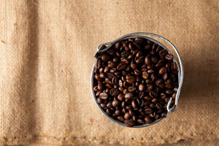 coffee beans in a bucket close up. Food ingredientsの写真素材