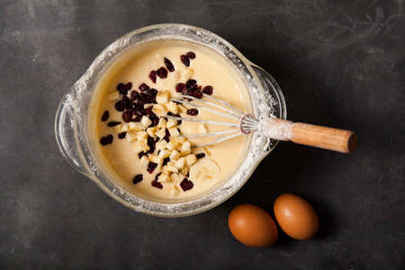 batter kneaded for cupcakes. Food ingredients close upの写真素材